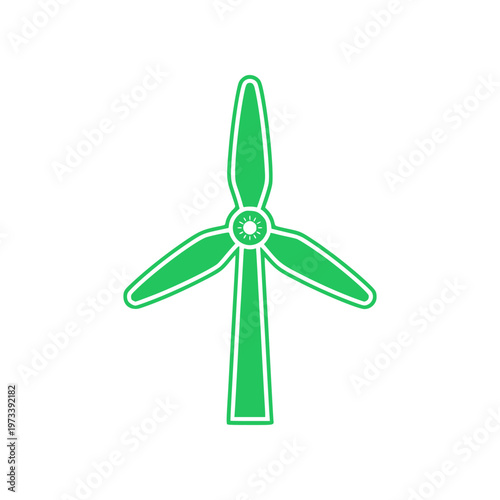 Minimal wind turbine icon with simple three blade design. Clean flat SVG vector style ideal for renewable energy, sustainability, eco technology, and environmental graphics.