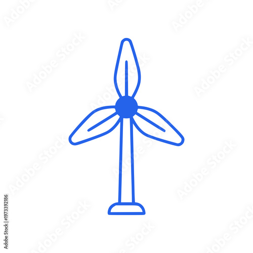 Minimal wind turbine icon with simple three blade design. Clean flat SVG vector style ideal for renewable energy, sustainability, eco technology, and environmental graphics.