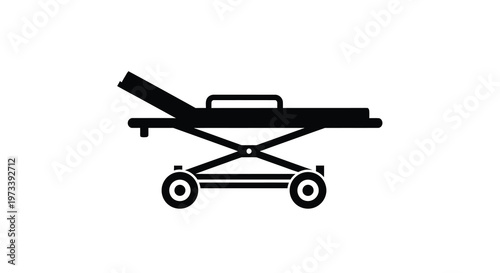 A simple black silhouette of a medical stretcher used for patient transport silhouette