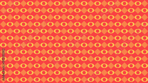 Geometric Pattern: A vibrant and captivating abstract geometric pattern, with circles and diamonds arranged in a symmetrical grid, creating a visually stimulating and engaging design.