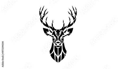 Bold deer head silhouette vector logo icon design