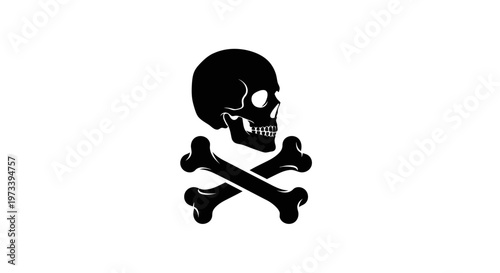 Black skull and crossbones symbol icon.