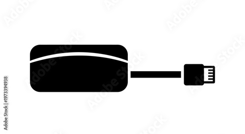 Black power bank with cable.