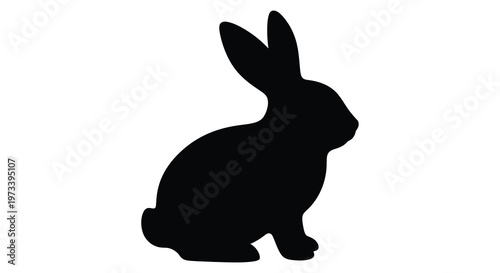 A striking black silhouette of a rabbit exhibiting a peaceful posture silhouette