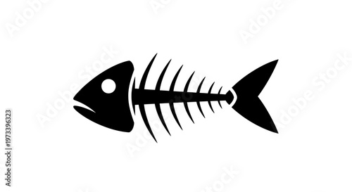 Fish skeleton remains isolated on white.