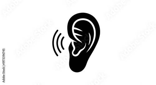 Hearing Ear with Sound Waves.