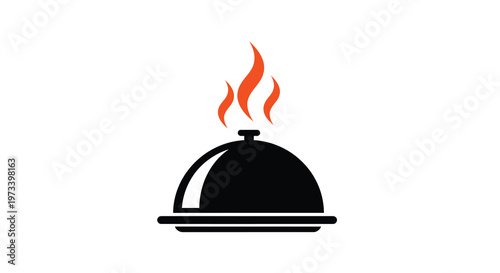 Elegant black serving dish with rising steam a striking silhouette