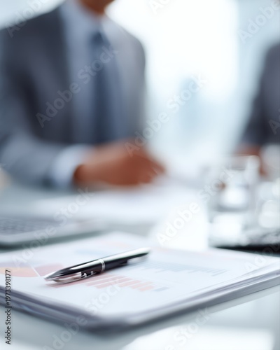 Corporate group reviewing business risk assessment and financial strategy at workplace