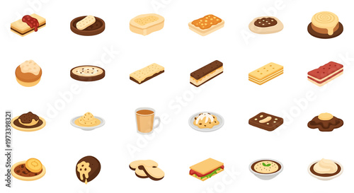 Assorted sweet baked dessert pastries.