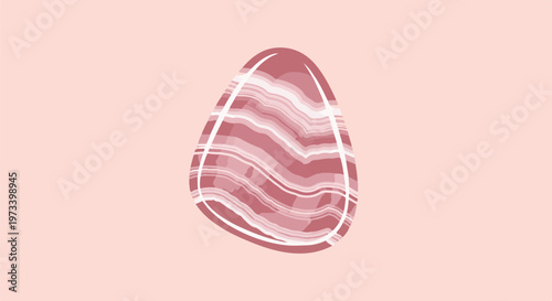 Abstract organic shape with layered pink and white bands on pale pink background
