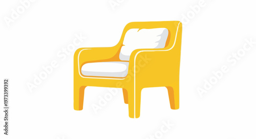 A simple yellow armchair with white cushions
