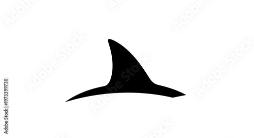 Black Shark Fin Silhouette Ocean Creature.