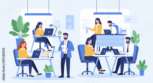 Diverse professionals collaborate in a modern office setting (2)