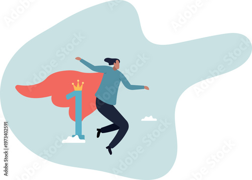 First winner achievement, success or business victory,human life and situation.