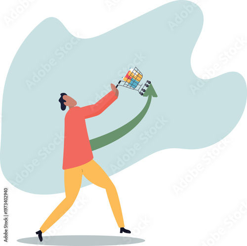 Inflation causing grocery price rising up, more expense, cost and spending, economic crisis or consumer price rising up.human life and situation.