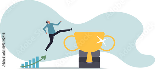 Business winner, achievement or prize, success or victory, challenge or business mission, career goal or stair to success .human life and situation.