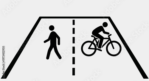 Bicycle lane sign, road sharing icon, pedestrian and cyclist symbols, traffic signage