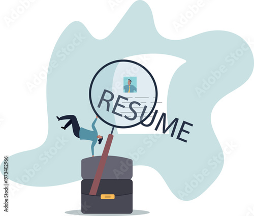 Candidate resume review by HR human resources hiring manager, employment or searching for talent and new staff .human life and situation.