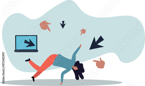 Cyber bullying, internet abuse or online troll, social media problem with hater comments.human life and situation.