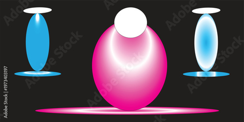 Abstract gradient nail art design a vibrant trio of polished elongated nail shapes