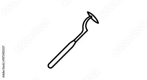 Dental Scaler Tool, Professional Dental Hygiene Instrument, Vector Line Art