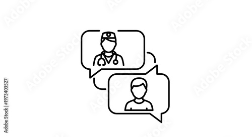 Doctor and Patient Communication Icon: Telemedicine, Consultation, Healthcare Chat