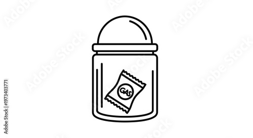 Gas Absorber Packet Inside Sealed Jar Icon, Desiccant Moisture Control Concept