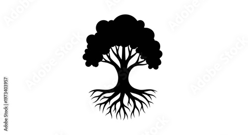 Black silhouette of a tree.