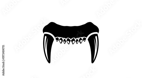 Black silhouette of saber tooth teeth.