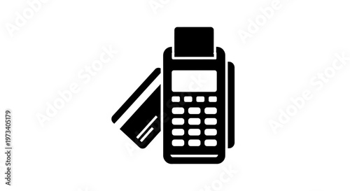 Payment terminal with credit card.