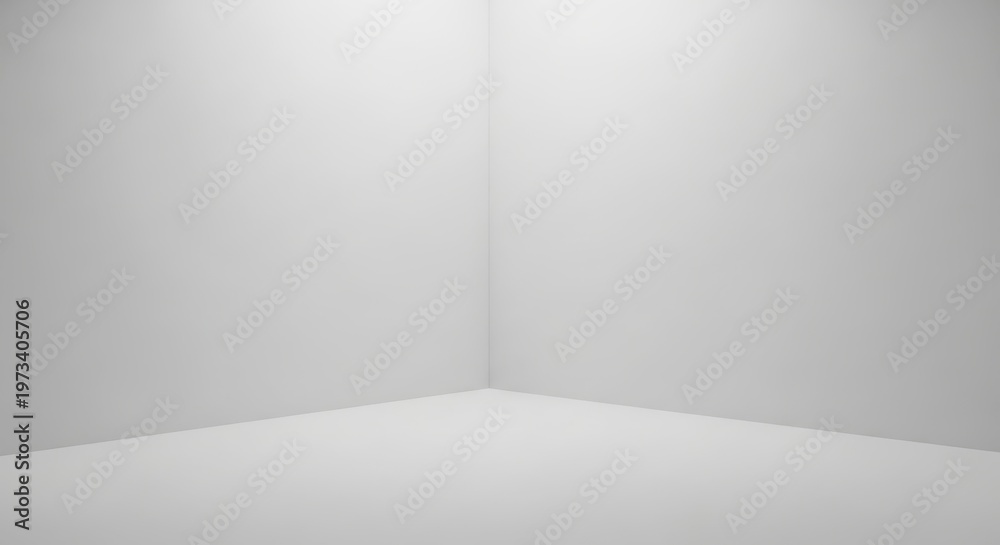 Fototapeta premium An empty white room corner with bare walls and floor showcasing minimalist interior space