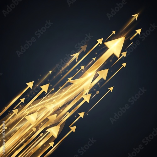 Dynamic Golden Arrow Graphics Illustrating Growth and Progress.