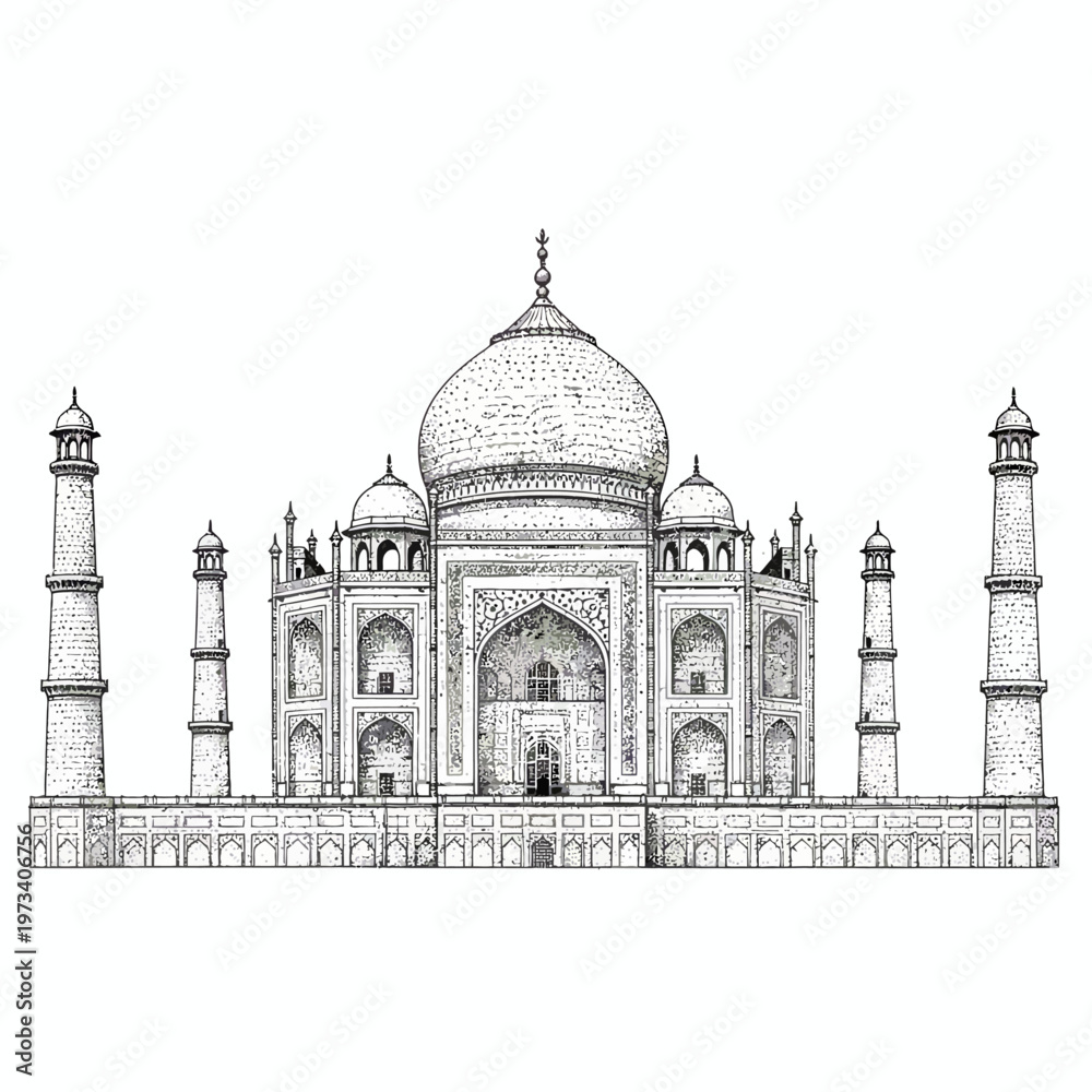 Obraz premium Taj Mahal in Black and White – Eternal Symbol of Love