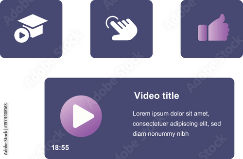 Creative educational video player interface with navigation icons
