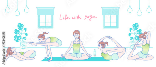 ヨガポーズ　セット