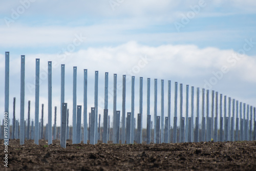 Iron supports for mounting solar panels.