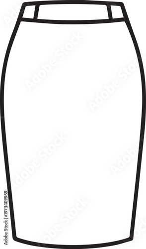 A sophisticated pencil skirt, expertly rendered in black and white, offers a modern representation. Its streamlined silhouette, showcasing a fashion staple with timeless elegance and versatile appeal.