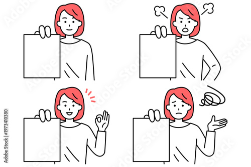 書類を見せる若い女性　セット