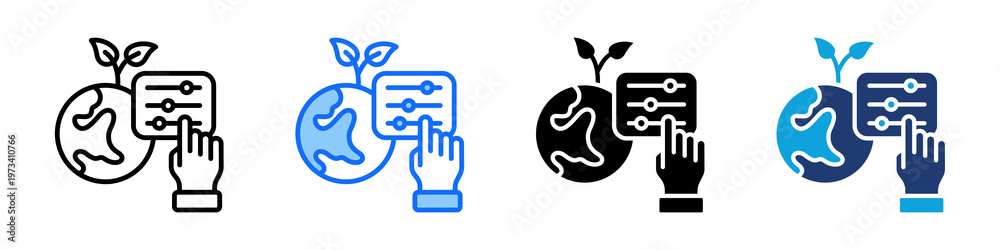 Fototapeta premium Environment Control Icon Set Multi Style Vector Illustration
