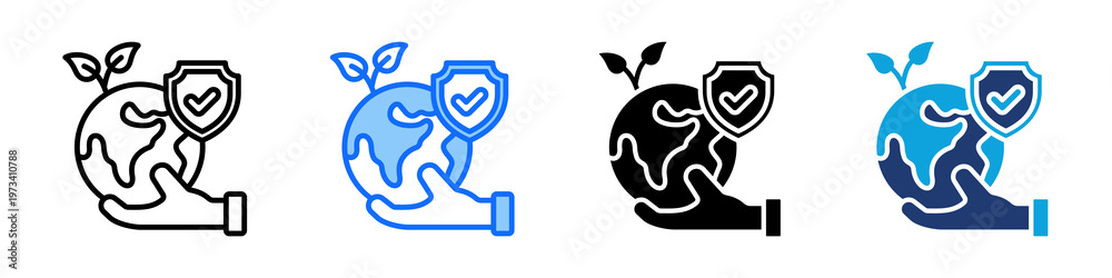 Fototapeta premium Earth Protection Icon Set Multi Style Vector Illustration