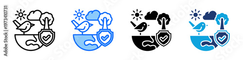 Ecosystem Protection Icon Set Multi Style Vector Illustration