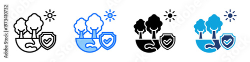 Forest Conservation Icon Set Multi Style Vector Illustration