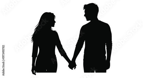 A couple stands closely holding hands against a bright background creating a striking visual silhouette high quality professional detailed modern elegant