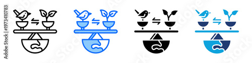 Ecosystem Balance Icon Set Multi Style Vector Illustration
