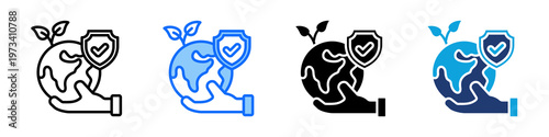 Earth Protection Icon Set Multi Style Vector Illustration