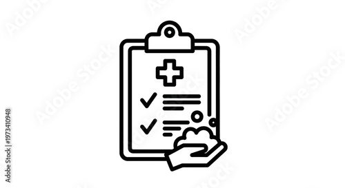 Medical Checklist Clipboard with Hand Washing Icon, Healthcare Hygiene Concept