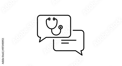Medical Consultation Chat Icon: Stethoscope in Speech Bubble, Healthcare Communication