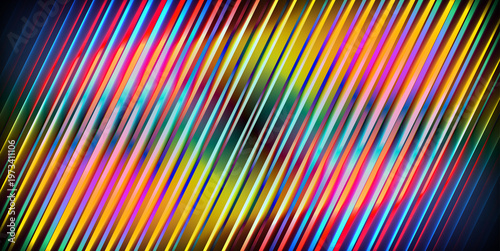 Abstract colorful geometric dynamic modern background. Futuristic glass texture, fractal ripple pattern, riddle glass effect across neon gradient