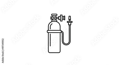 Oxygen Tank Icon, Medical Gas Cylinder with Tube, Healthcare Symbol