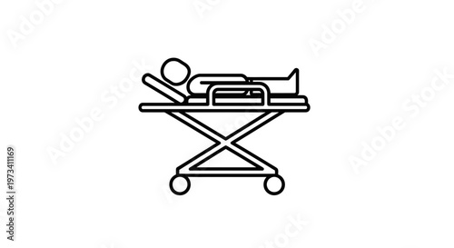 Patient on Stretcher Icon, Medical Transport, Emergency Care, Hospital Bed